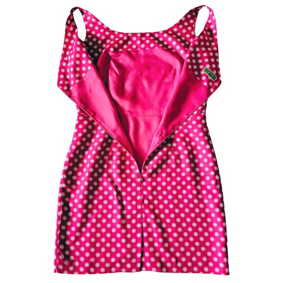 Vintage Esprit Women's Size Medium Pink & White Polka Dot Sleeveless Dress - Picture 6 of 9